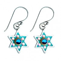 Enamel with Swarovsky crystals Star of David Earrings